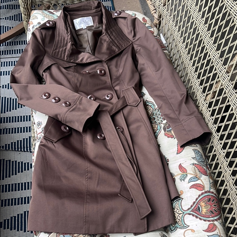 MaxMara Brown Trench Coat with Belted Waist